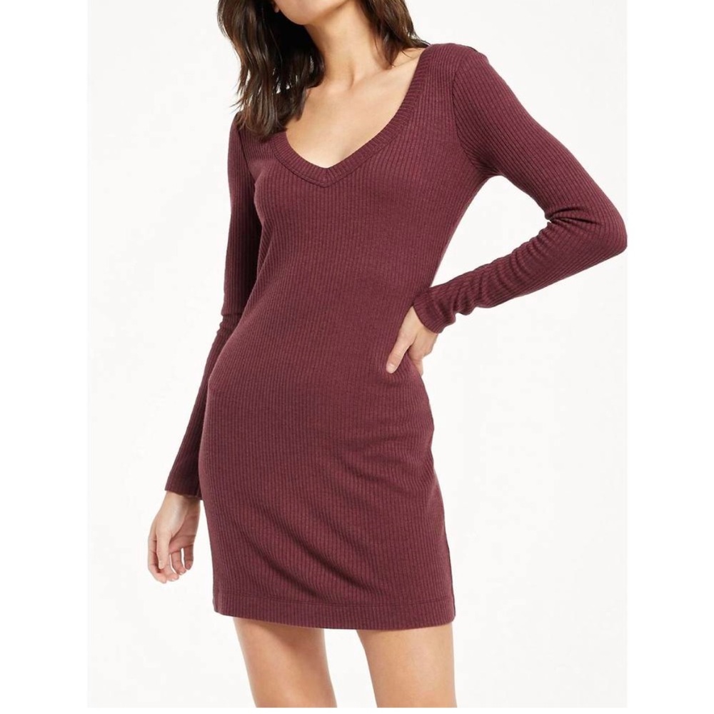 Z Supply kylin rib mini dress in crimson 
Size Medium